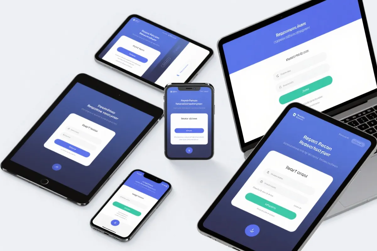 注册入口在多设备上的自适应展示，手机与电脑一致体验